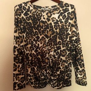 Womens short sleeve cardigan animal print black with tan
